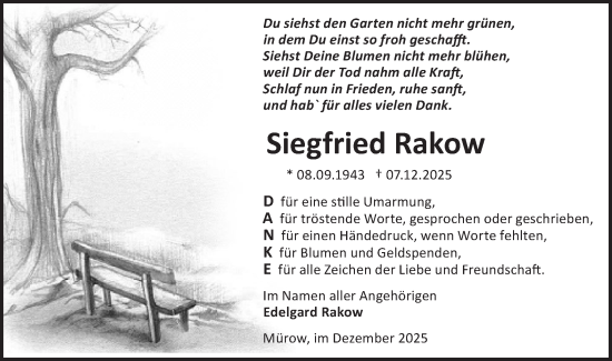 Traueranzeige von Siegfried Rakow von MO Uckerm.-Anz.