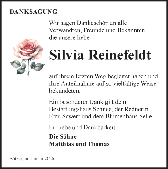 Traueranzeige von Silvia Reinefeldt von Märkische Oderzeitung