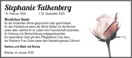 Traueranzeige von Stephanie Falkenberg von Märkische Oderzeitung