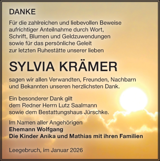 Traueranzeige von Sylvia Krämer von Märkische Oderzeitung