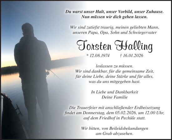 Traueranzeige von Torsten Halling von Blickpunkt Jüterbog/Luckenwalde