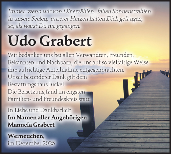 Traueranzeige von Udo Grabert von Märkische Oderzeitung