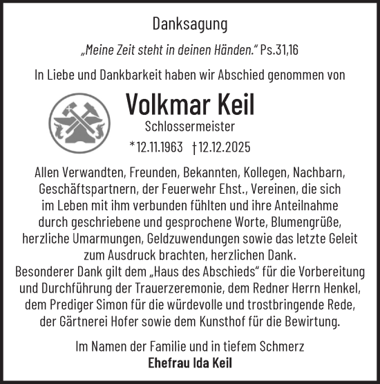Traueranzeige von Volkmar Keil von Märkische Oderzeitung