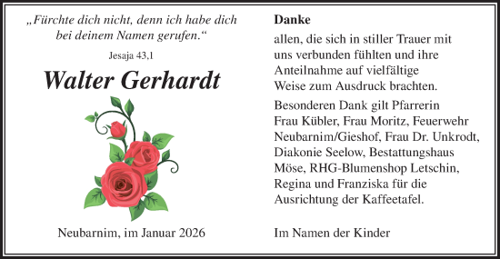 Traueranzeige von Walter Gerhardt von MO Oderld.-Echo