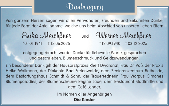 Traueranzeige von Werner Meichßner von MO Oderld.-Echo