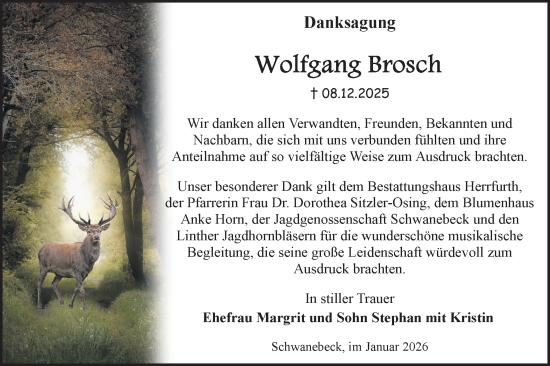 Traueranzeige von Wolfgang Brosch von Märkische Oderzeitung