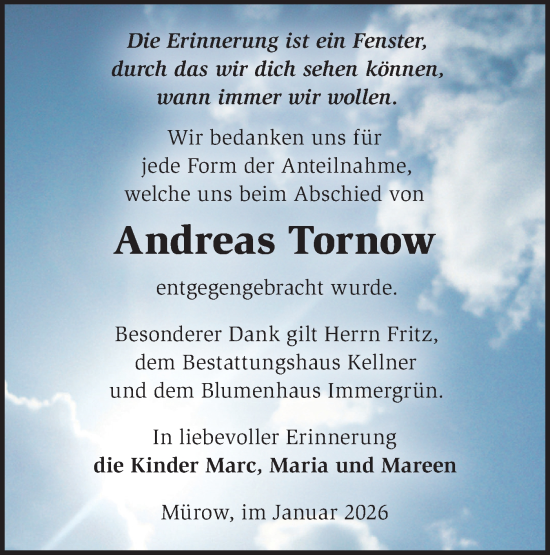 Traueranzeige von Andreas Tornow von MO Uckerm.-Anz.