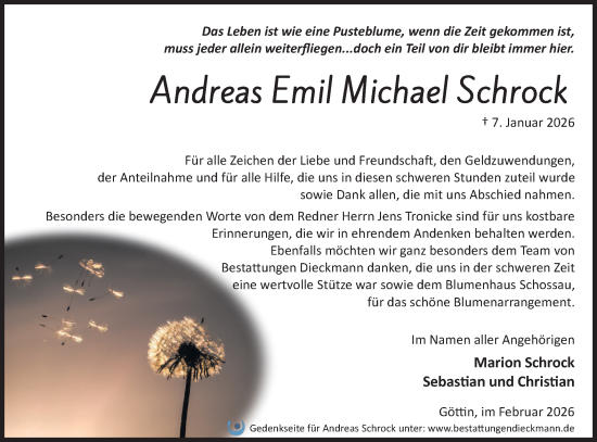 Traueranzeige von Andreas Emil Michael Schrock von Märkische Oderzeitung