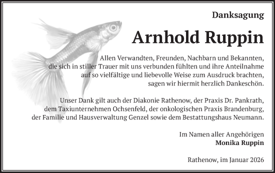 Traueranzeige von Arnhold Ruppin von Märkische Oderzeitung