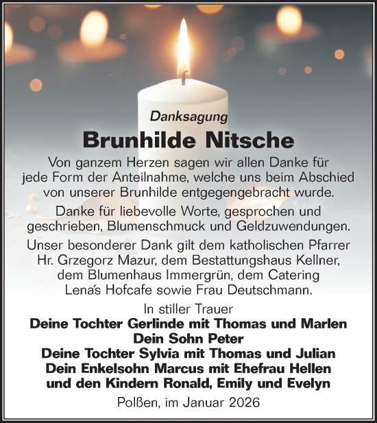 Traueranzeige von Brunhilde Nitsche von MO Uckerm.-Anz.