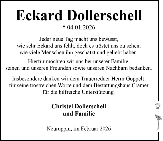 Traueranzeige von Eckard Dollerschell von Märkische Oderzeitung