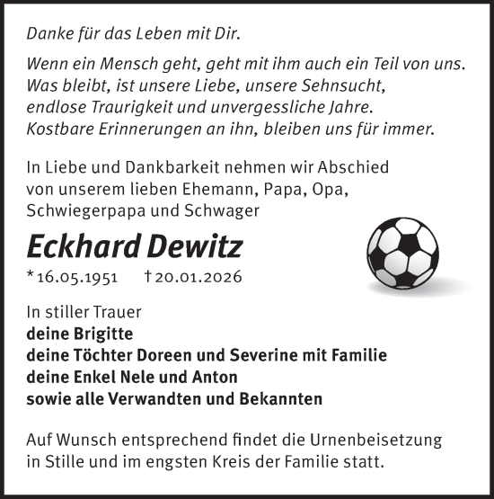 Traueranzeige von Eckhard Dewitz von MO Oderld.-Echo
