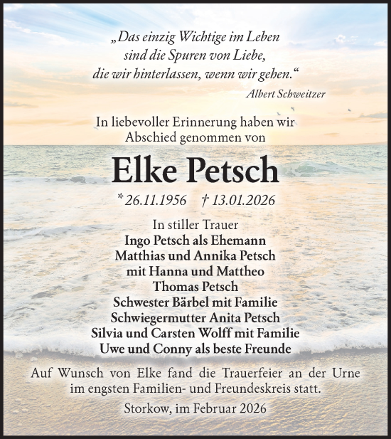 Traueranzeige von Elke Petsch von Märkische Oderzeitung