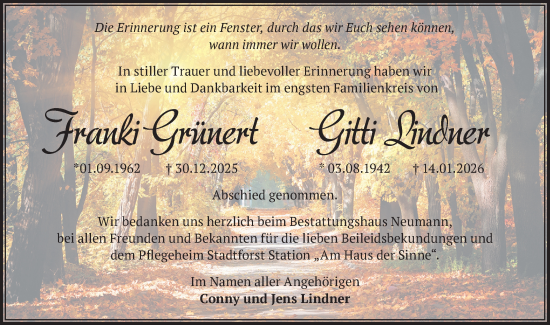Traueranzeige von Franki Grünert von Märkische Oderzeitung