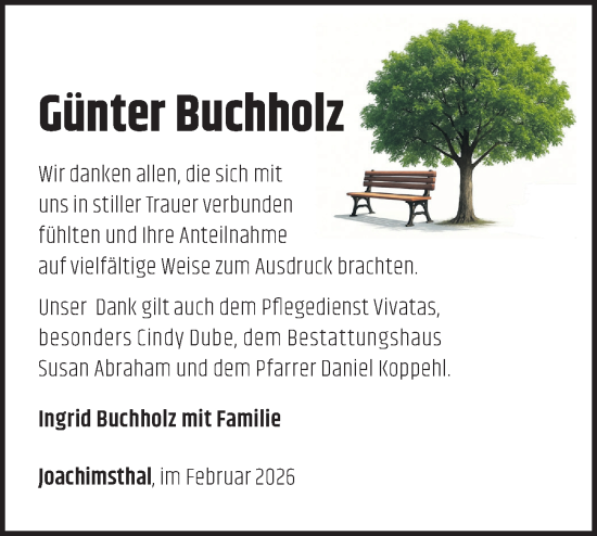 Traueranzeige von Günter Buchholz von Märkische Oderzeitung