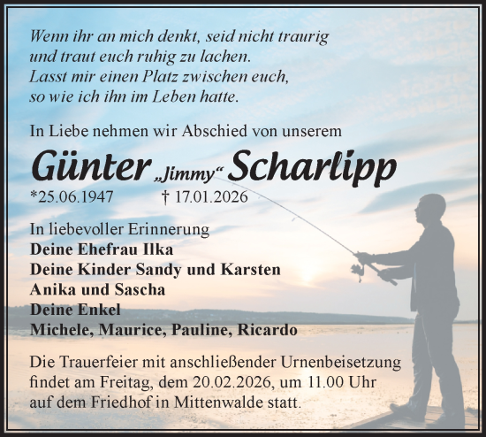 Traueranzeige von Günter Scharlipp von Blickpunkt Königs Wusterhausen
