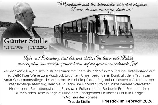 Traueranzeige von Günter Stolle von Märkische Oderzeitung