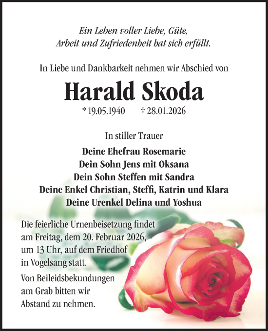 Traueranzeige von Harald Skoda von Märkische Oderzeitung