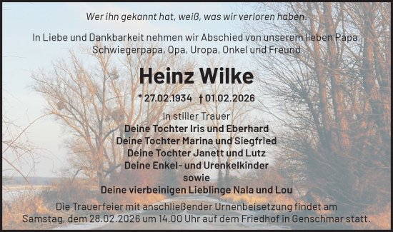 Traueranzeige von Heinz Wilke von MO Oderld.-Echo