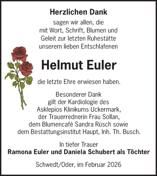 Traueranzeige von Helmut Euler von MO Uckerm.-Anz.