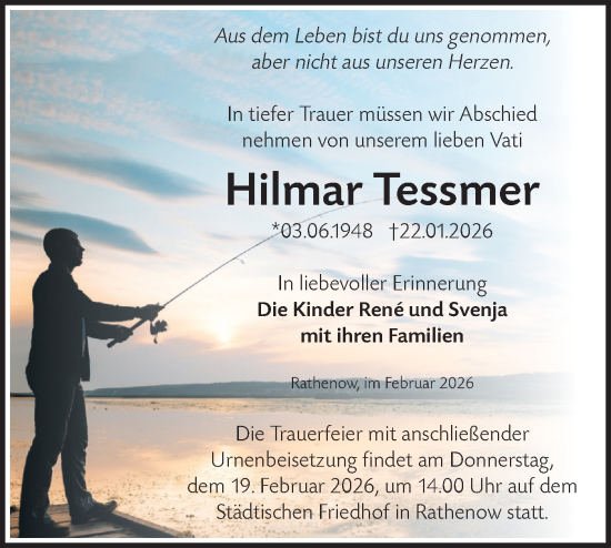 Traueranzeige von Hilmar Tessmer von Märkische Oderzeitung
