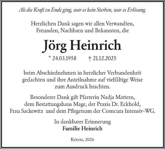 Traueranzeige von Jörg Heinrich von Blickpunkt Jüterbog/Luckenwalde