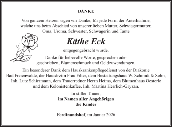 Traueranzeige von Käthe Eck von MO Oderld.-Echo