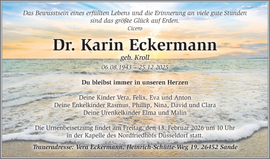 Traueranzeige von Karin Eckermann von Märkische Oderzeitung