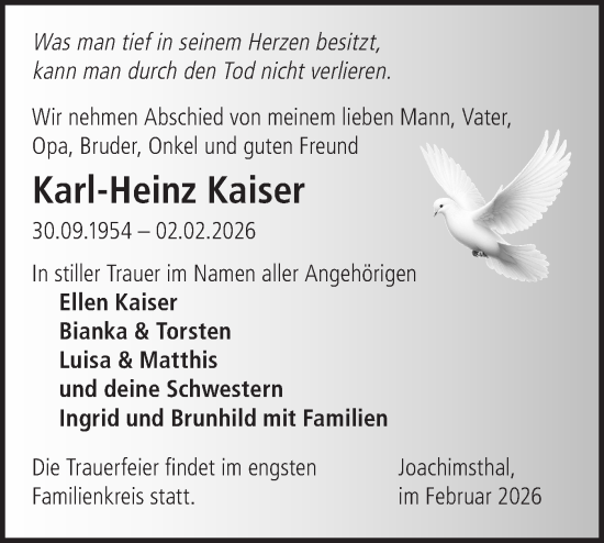 Traueranzeige von Karl-Heinz Kaiser von Märkische Oderzeitung