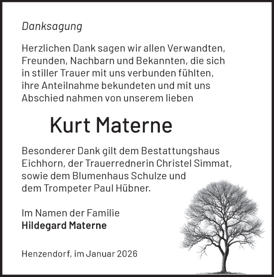 Traueranzeige von Kurt Materne von Märkische Oderzeitung