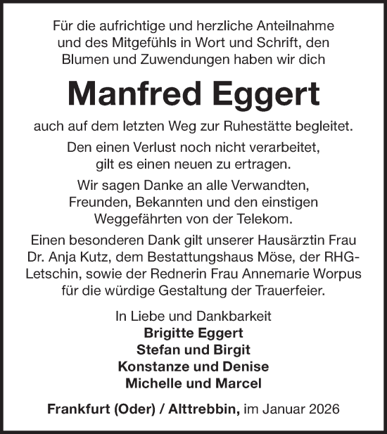 Traueranzeige von Manfred Eggert von MO Oderld.-Echo