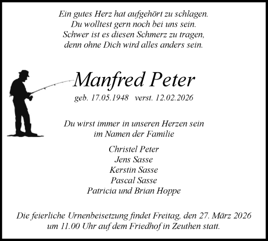 Traueranzeige von Manfred Peter von Blickpunkt Königs Wusterhausen