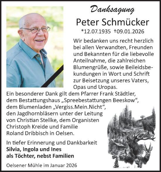Traueranzeige von Peter Schmücker von Märkische Oderzeitung