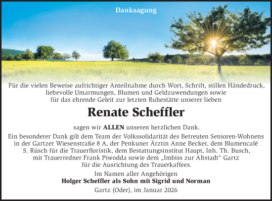 Traueranzeige von Renate Scheffler von MO Uckerm.-Anz.