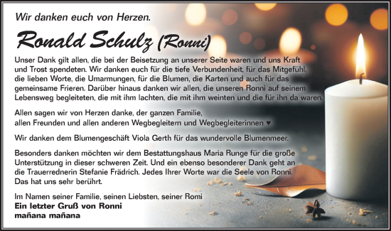 Traueranzeige von Ronald Schulz von Märkische Oderzeitung