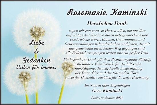Traueranzeige von Rosemarie Kaminski von Märkische Oderzeitung