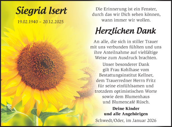 Traueranzeige von Siegrid Isert von MO Uckerm.-Anz.