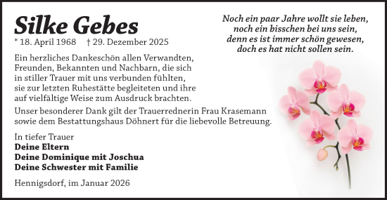 Traueranzeige von Silke Gebes von Märkische Oderzeitung