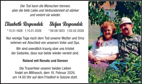 Traueranzeige von Stefan Respondek von MO Oderld.-Echo