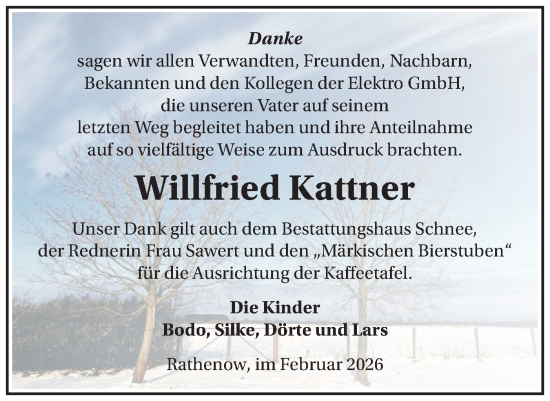Traueranzeige von Willfried Kattner von Märkische Oderzeitung